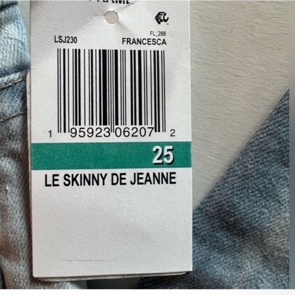 NWT Frame Denim Le Skinny De Jeanne Size 25 Blue and White Mid Rise Denim Jeans - Picture 11 of 16